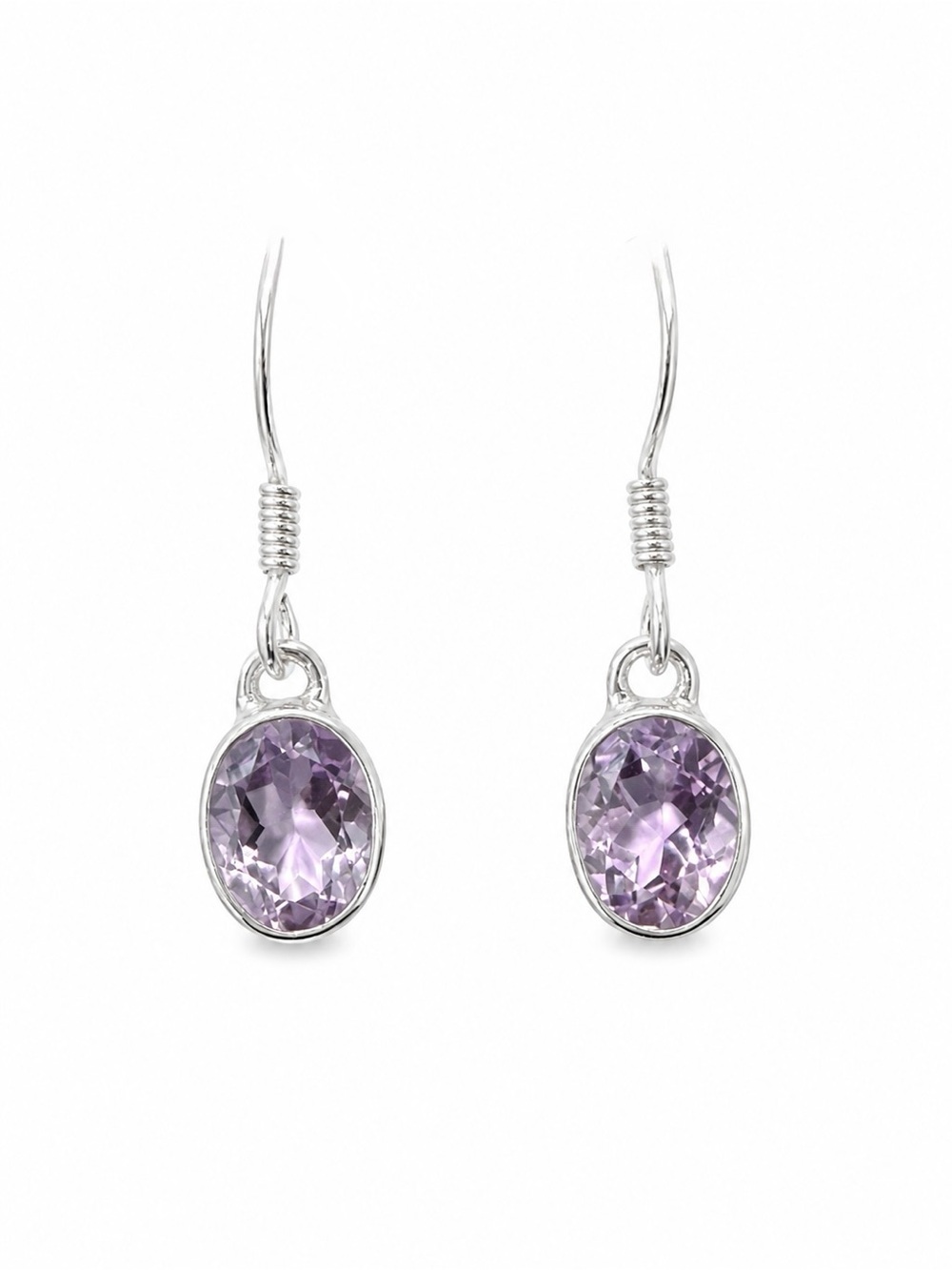 Sterling Silver Amethyst Dangle Earrings New
